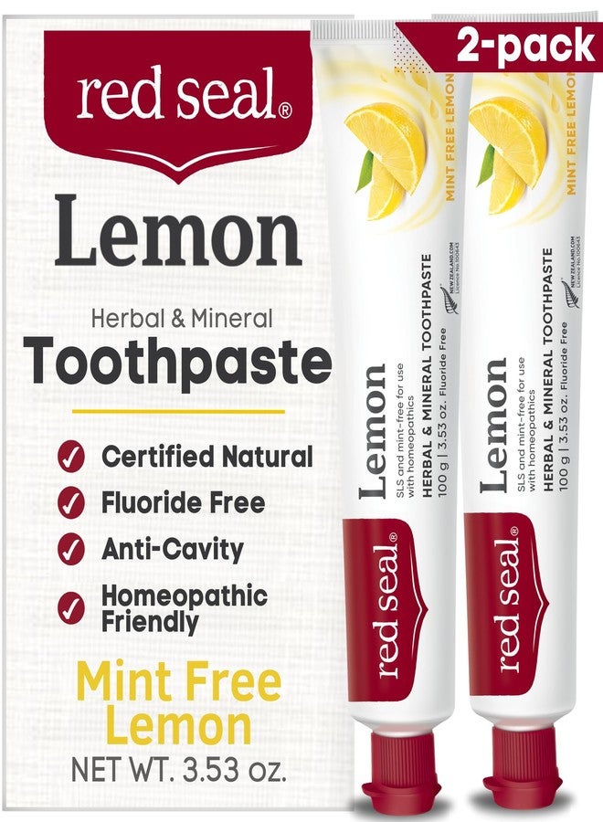 Red Seal Fluoride Free Lemon Toothpaste - Flavored Toothpaste with a Non Mint Taste - Vegan Friendly, Cruelty Free, No Artificial Colors or Flavors, NATRUE Certified Natural, SLS Free, 3.53 oz (2) - Image 1